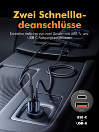 GRIFEMA USB-C nabíjačka do auta, 30W, rýchle nabíjanie PD a QC3.0, 12V adaptér do autozapaľovača 3