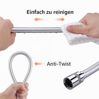 Furtun de duș GRIFEMA 1,5 m, furtun de duș flexibil din PVC 150 cm, anti-scurgere 6