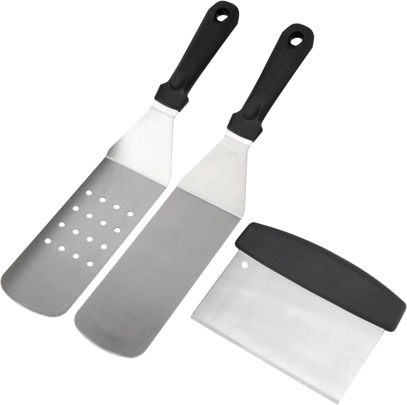 GriHero Öntöttvas Plancha Grill Lap 45x36 cm Teflonbevonattal Spatulával és Kaparóval