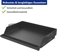 GriHero Öntöttvas Plancha Grill Lap 45x36 cm Teflonbevonattal Spatulával és Kaparóval 5