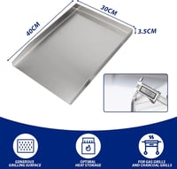 GriHero Rozsdamentes grill lap 40x30 cm 4 mm vastag univerzális plancha grill lapáttal és kaparóval gáz és faszenes grillhez 2