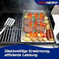 GriHero Rozsdamentes grill lap 40x30 cm 4 mm vastag univerzális plancha grill lapáttal és kaparóval gáz és faszenes grillhez 5