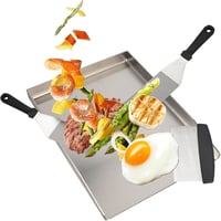 GriHero Rozsdamentes grill lap 40x30 cm 4 mm vastag univerzális plancha grill lapáttal és kaparóval gáz és faszenes grillhez 1
