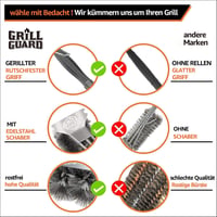 Grill Guard 34 cm rozsdamentes acél grillkefe és kaparó - Weber és gázgrill tisztítóeszköz 4
