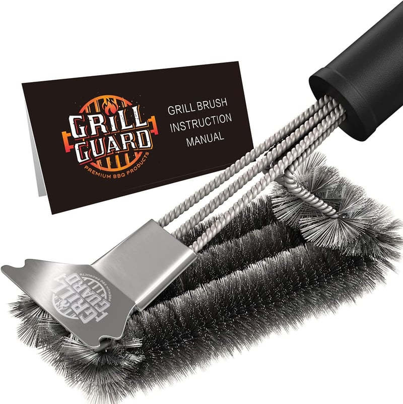 Grill Guard 34 cm rozsdamentes acél grillkefe és kaparó - Weber és gázgrill tisztítóeszköz