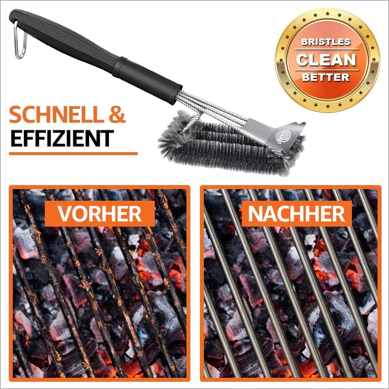 Grill Guard 34 cm rozsdamentes acél grillkefe és kaparó - Weber és gázgrill tisztítóeszköz
