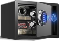 Grimtron Biometrikus Ujjlenyomat Széf - Csendes Módú Ékszertartó Páncélszekrény LED Kijelzővel - 0.78 cu. ft., Black 1