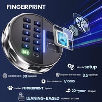 Grimtron Biometrikus Ujjlenyomat Széf - Csendes Módú Ékszertartó Páncélszekrény LED Kijelzővel - 0.78 cu. ft., Black 2