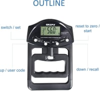 GRIPX Digitális Kézerő Mérő Dinamométer Fekete Sportos Kézfogás Erősség Tesztelő 90kg Kapacitás Elektronikus - black 3