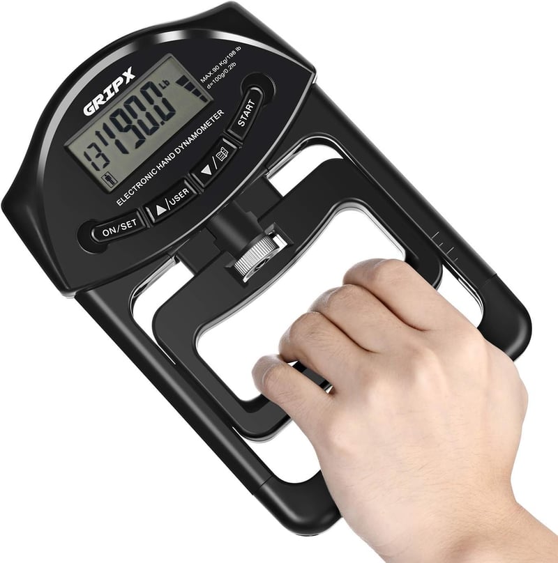 GRIPX Digitális Kézerő Mérő Dinamométer Fekete Sportos Kézfogás Erősség Tesztelő 90kg Kapacitás Elektronikus - black