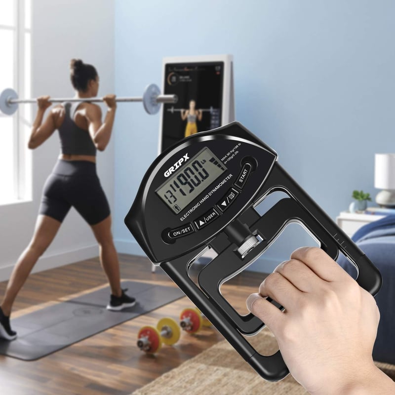 GRIPX Digitális Kézerő Mérő Dinamométer Fekete Sportos Kézfogás Erősség Tesztelő 90kg Kapacitás Elektronikus - black