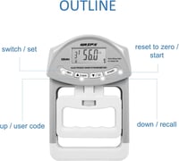 GRIPX Digitális Kézerő Mérő Dinamométer Szürke 90kg Kapacitás Elektronikus Markolat Erősség Teszter Fitness Edzés 3