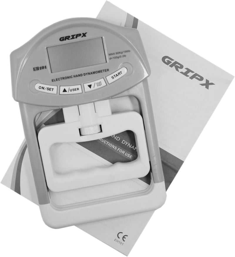 GRIPX Digitális Kézerő Mérő Dinamométer Szürke 90kg Kapacitás Elektronikus Markolat Erősség Teszter Fitness Edzés