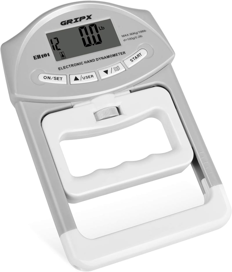 GRIPX Digitális Kézerő Mérő Dinamométer Szürke 90kg Kapacitás Elektronikus Markolat Erősség Teszter Fitness Edzés