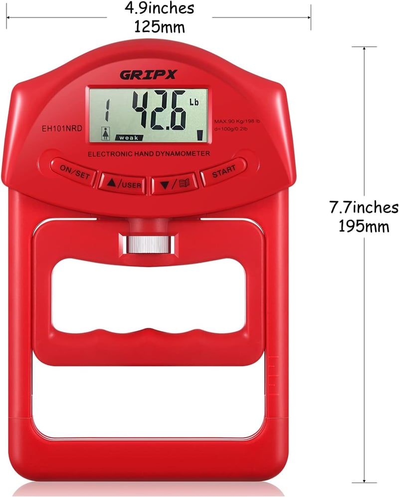 GRIPX Digitális Kézierő Mérő 90 kg Kapacitás Automata Detektálás