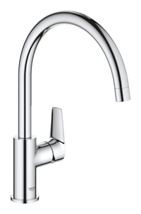 Baterie de bucătărie monocomandă GROHE BauEdge, 332 mm, crom, pivotare 360°, cartuș ceramic 28 mm, racord 3/8 inch, 31367001 1