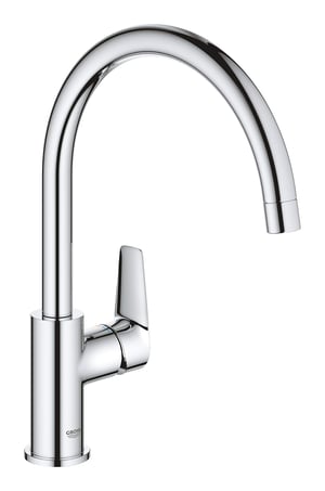 GROHE BauEdge jednopáková kuchynská batéria 332 mm chróm, 360-stupňové otáčanie, 28 mm keramická kartuša, s vysokým výtokom 31367001, použitá