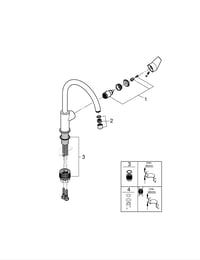 Baterie de bucătărie monocomandă GROHE BauEdge, 332 mm, crom, pivotare 360°, cartuș ceramic 28 mm, racord 3/8 inch, 31367001 7