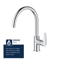 Baterie de bucătărie monocomandă GROHE BauEdge, 332 mm, crom, pivotare 360°, cartuș ceramic 28 mm, racord 3/8 inch, 31367001 2