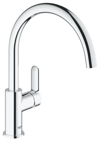 Baterie de bucătărie GROHE BauEdge cu pipă înaltă, rotire la 360°, cartuș ceramic, monocomandă, crom, 31367000 1