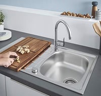 Baterie de bucătărie GROHE BauEdge cu pipă înaltă, rotire la 360°, cartuș ceramic, monocomandă, crom, 31367000 4