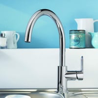 Baterie de bucătărie GROHE BauEdge cu pipă înaltă, rotire la 360°, cartuș ceramic, monocomandă, crom, 31367000 5