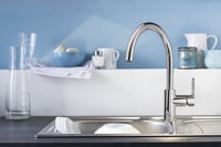 Baterie de bucătărie GROHE BauEdge cu pipă înaltă, rotire la 360°, cartuș ceramic, monocomandă, crom, 31367000 3