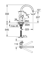 Baterie de bucătărie monocomandă GROHE BauFlow 31538001 DN 15 Crom 5