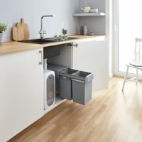 Sistem de sortare a deșeurilor de bucătărie GROHE Blue 40855000, 2x15L, compartiment dublu, montare pe bază, pentru ușă de 30 cm, gri 5