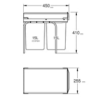 Sistem de sortare a deșeurilor de bucătărie GROHE Blue 40855000, 2x15L, compartiment dublu, montare pe bază, pentru ușă de 30 cm, gri 2