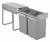 Sistem de sortare a deșeurilor de bucătărie GROHE Blue 40855000, 2x15L, compartiment dublu, montare pe bază, pentru ușă de 30 cm, gri 1