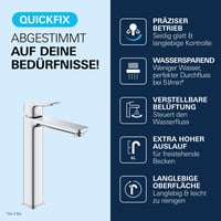 GROHE Dice 1018920000 magasított mosdócsap vízmegtakarító, 27 cm, felugró lefolyóval, 3 az 1-ben szerszámmal, egyszerű telepítés, króm 4