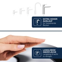 GROHE Dice 1018920000 magasított mosdócsap vízmegtakarító, 27 cm, felugró lefolyóval, 3 az 1-ben szerszámmal, egyszerű telepítés, króm 10
