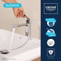 GROHE Dice 1018920000 magasított mosdócsap vízmegtakarító, 27 cm, felugró lefolyóval, 3 az 1-ben szerszámmal, egyszerű telepítés, króm 3