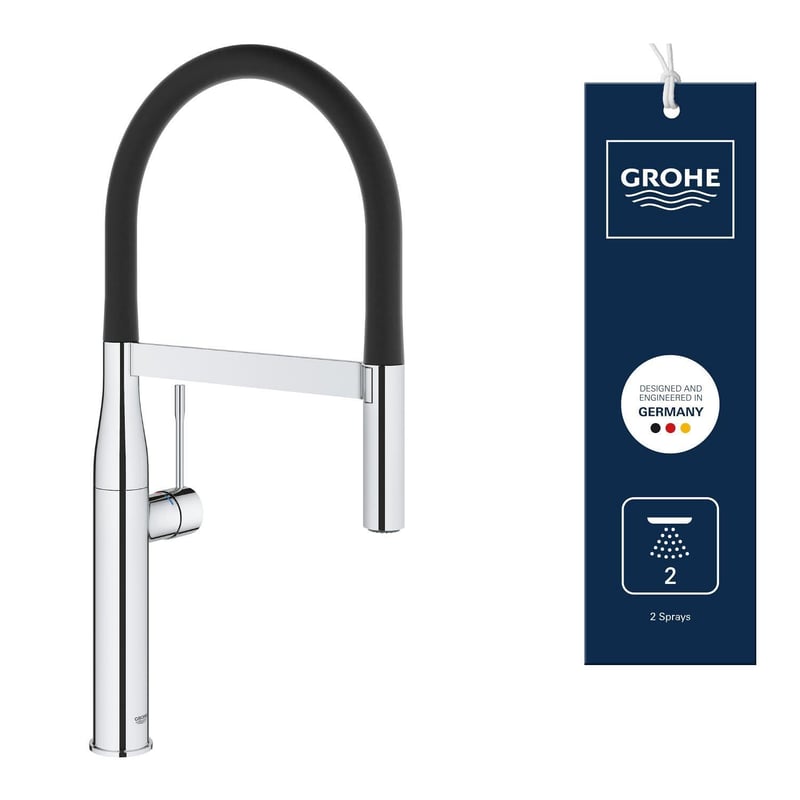 Kuchynská batéria GROHE Essence 30294000 s 2 typmi prúdu, vyťahovacou sprškou, magnetickým dokovaním, otočná o 360°, chróm