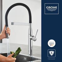 Kuchynská batéria GROHE Essence 30294000 s 2 typmi prúdu, vyťahovacou sprškou, magnetickým dokovaním, otočná o 360°, chróm 5