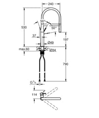 Kuchynská batéria GROHE Essence 30294000 s 2 typmi prúdu, vyťahovacou sprškou, magnetickým dokovaním, otočná o 360°, chróm 4