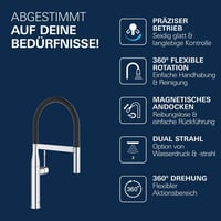 Kuchynská batéria GROHE Essence 30294000 s 2 typmi prúdu, vyťahovacou sprškou, magnetickým dokovaním, otočná o 360°, chróm 6