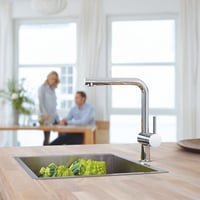 GROHE Minta 30274000 Kuchynská batéria s vyťahovacou spŕškou, s prepínaním 2 druhov prúdov, výpusť v tvare L, jednootvorová montáž, chróm 3