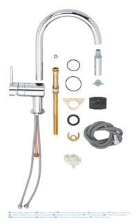 Baterie de bucătărie GROHE Minta cu duș extractibil dual, pivotare 360°, 2 tipuri de jet, crom, 32321002 4