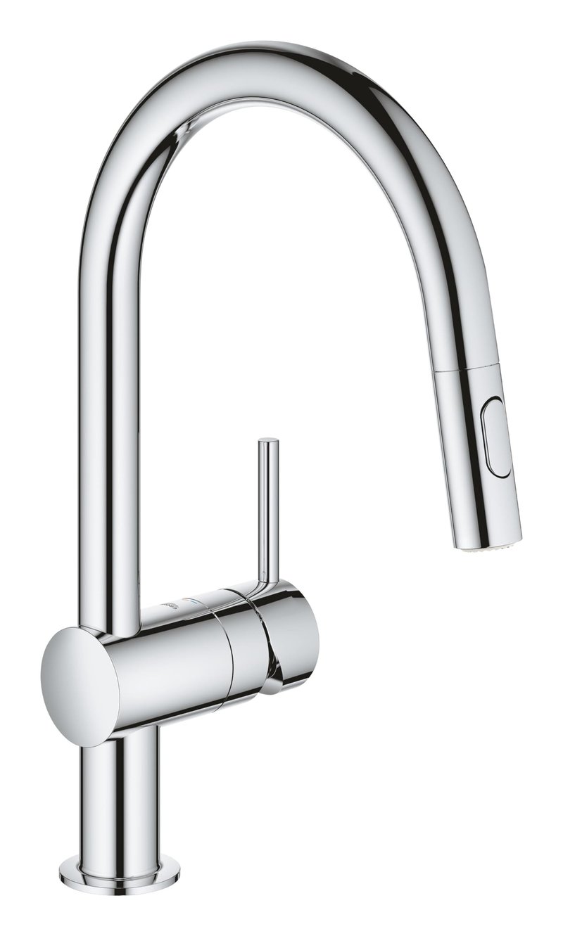 Baterie de bucătărie GROHE Minta cu duș extractibil dual, pivotare 360°, 2 tipuri de jet, crom, 32321002