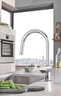 Baterie de bucătărie GROHE Minta cu duș extractibil dual, pivotare 360°, 2 tipuri de jet, crom, 32321002 2