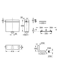 Rezervor WC GROHE Start 37406SH0 cu volum de clătire reglabil 6-9 litri, funcție de economisire a apei Start-Stop, izolat împotriva condensului, silențios 6