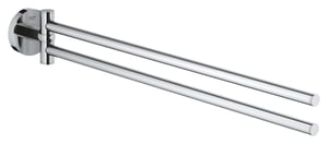 Suport dublu pentru prosoape GROHE Start 41183000 pentru 2 prosoape mari de mâini, 44 cm, pivotant, fixare mascată, cu șuruburi și dibluri, crom