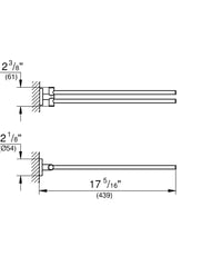 Suport dublu pentru prosoape GROHE Start 41183000 pentru 2 prosoape mari de mâini, 44 cm, pivotant, fixare mascată, cu șuruburi și dibluri, crom 5
