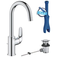 Baterie lavoar înaltă GROHE Swift 24330001, economisire apă, 31 cm, crom, cu ventil pop-up, unealtă 3 în 1, instalare ușoară 1