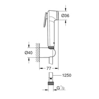 Set bideu WC GROHE Tempesta – Pară de duș cu 1 jet, furtun 1,25 m, suport de perete, crom 7