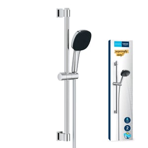 GROHE Vitalio 110 26398001 Set za tuširanje s uštedom vode 8 l/min, 2 vrste mlaza, crijevo 1,75 m, šipka za tuš 60 cm, montaža lijepljenjem ili bušenjem, četvrtasti, krom