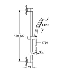 GROHE Vitalio 110 26398001 Úsporná sprchová súprava 8 l/min, 2 druhy prúdu, 1,75 m hadica, 60 cm sprchová tyč, montáž lepením alebo vŕtaním, hranatá, chróm 7