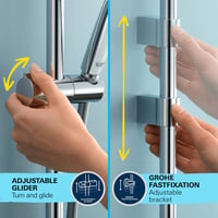 GROHE Vitalio 110 26398001 Úsporná sprchová súprava 8 l/min, 2 druhy prúdu, 1,75 m hadica, 60 cm sprchová tyč, montáž lepením alebo vŕtaním, hranatá, chróm 5